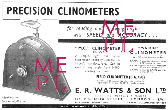 : E.R.Watts Precision Clinometers - Watkin Clinometer : E.R.Watts Precision Clinometers - Watkin Clinometer