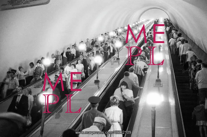 : Escalator in Moscow metro, 1986 : Escalator in Moscow metro, 1986