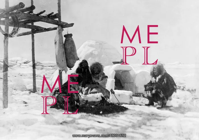 : Eskimos from Greenland in front of an igloo : Eskimos from Greenland in front of an igloo