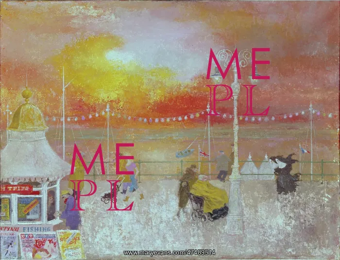 : Esplanade ' including kiosk and red sky : Esplanade ' including kiosk and red sky