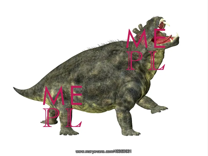 : Estemmenosuchus dinosaur, side profile : Estemmenosuchus dinosaur, side profile