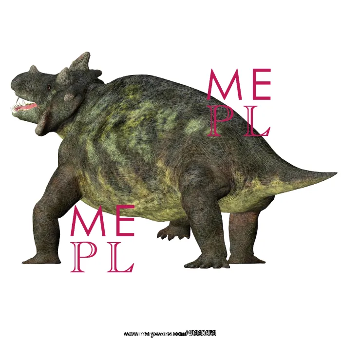 : Estemmenosuchus dinosaur, rear view : Estemmenosuchus dinosaur, rear view