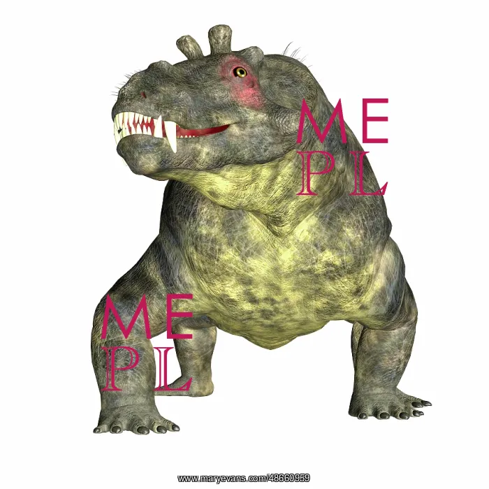 : Estemmenosuchus dinosaur, front view : Estemmenosuchus dinosaur, front view