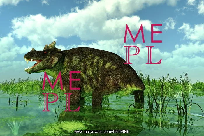 : Estemmenosuchus uralensis in swamp : Estemmenosuchus uralensis in swamp