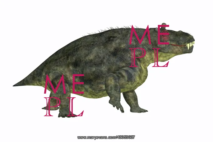 : Estemmenosuchus uralensis, side view on white background : Estemmenosuchus uralensis, side view on white background