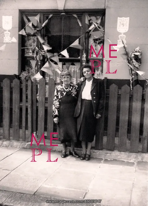 : Esther Bruce & neighbour celebrating the Coronation : Esther Bruce & neighbour celebrating the Coronation