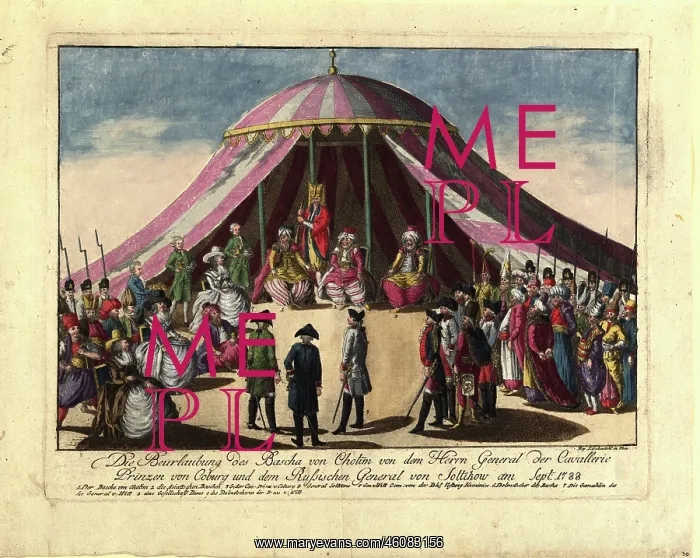 : The estimation of the Pasha of Chotim. 1788. Colored : The estimation of the Pasha of Chotim. 1788. Colored
