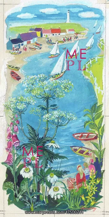: Estuary scene with sailing boats : Estuary scene with sailing boats
