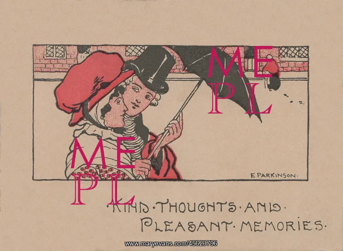 : Ethel Parkinson, greetings card, couple in Regency costume