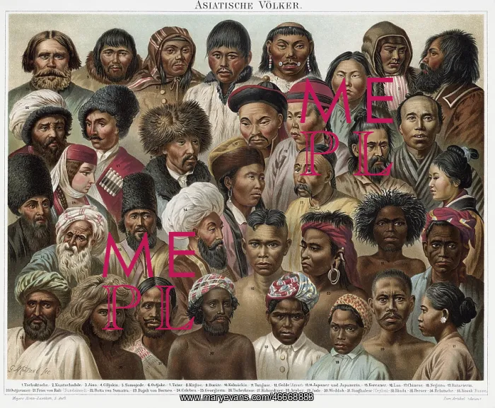 : ethnicities, Asian people color plate, lithograph : ethnicities, Asian people color plate, lithograph