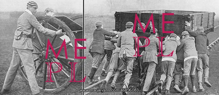 : Eton boys helping with army stores, WW1 : Eton boys helping with army stores, WW1