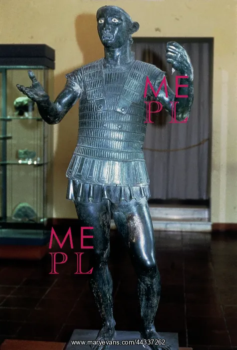 : Etruscan bronze statue of a : Etruscan bronze statue of a