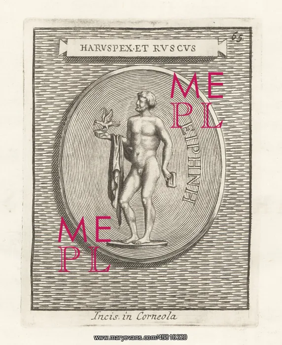 : Etruscan haruspex holding a bird in his right hand : Etruscan haruspex holding a bird in his right hand