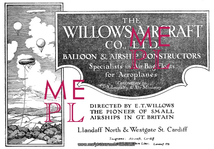 : E.T.Willows. Balloons & Airships. Llandaff North Cardiff : E.T.Willows. Balloons & Airships. Llandaff North Cardiff
