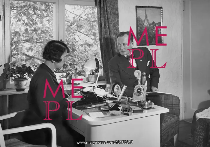 : Eugen Rex. The German actor Eugen Rix dictating in his home : Eugen Rex. The German actor Eugen Rix dictating in his home