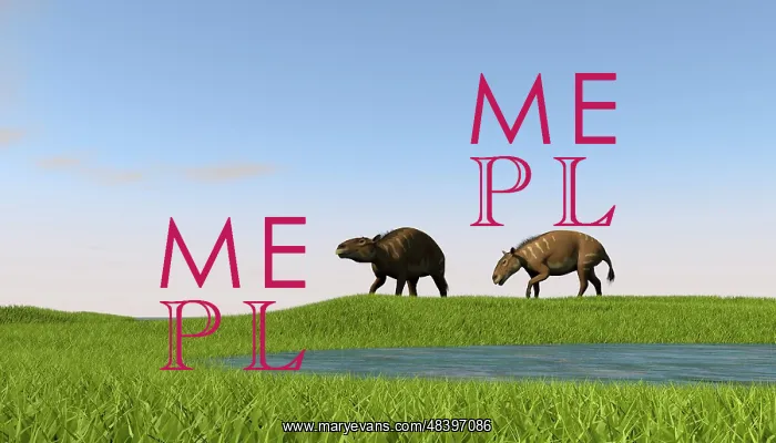 : Eurohippus grazing along a swamp : Eurohippus grazing along a swamp