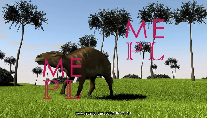 : A Eurohippus walking across a grassy field : A Eurohippus walking across a grassy field