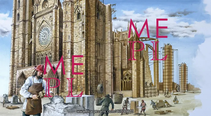 : Europe. Middle Age. Construction of a gothic Cathedral : Europe. Middle Age. Construction of a gothic Cathedral