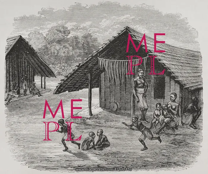 : European Exploration - The Congo. Housing, indigenous family : European Exploration - The Congo. Housing, indigenous family