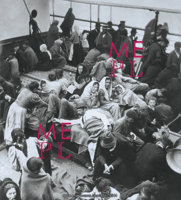 : European immigrants huddled on the deck of : European immigrants huddled on the deck of