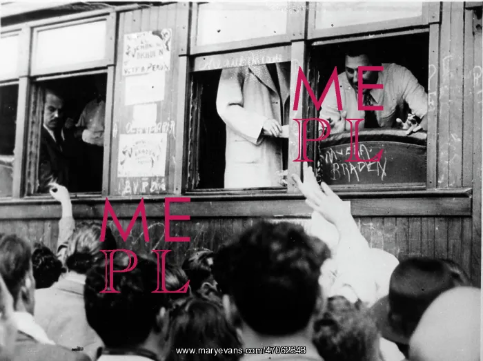 : Eva Peron of Argentina on a train : Eva Peron of Argentina on a train