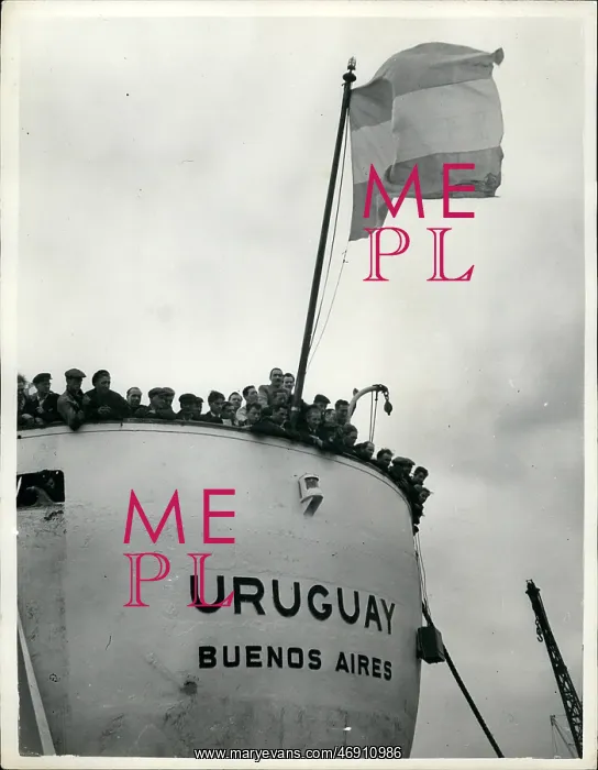 : Eva Peron ship renamed Uruguay, Royal Albert Dock, London : Eva Peron ship renamed Uruguay, Royal Albert Dock, London