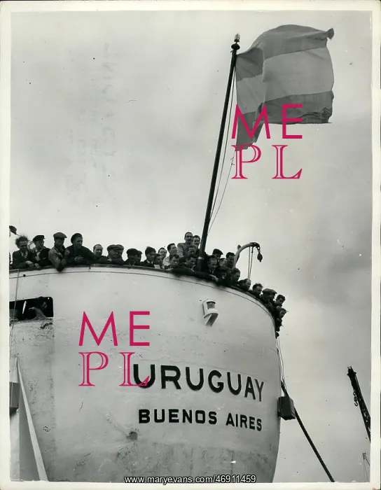 : Eva Peron ship renamed Uruguay, Royal Albert Dock, London : Eva Peron ship renamed Uruguay, Royal Albert Dock, London