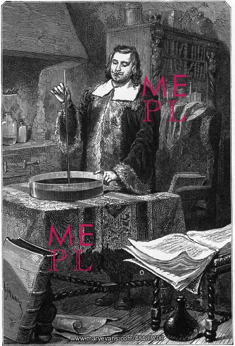 : Evangelista Torricelli inventing the mercury barometer : Evangelista Torricelli inventing the mercury barometer