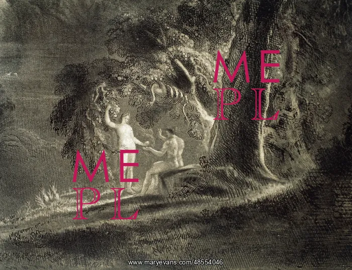 : Eve gives Adam the forbidden fruit. Paradise Lost by John Mi : Eve gives Adam the forbidden fruit. Paradise Lost by John Mi