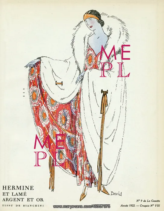 : Evening coat with inner lining design 1922 : Evening coat with inner lining design 1922