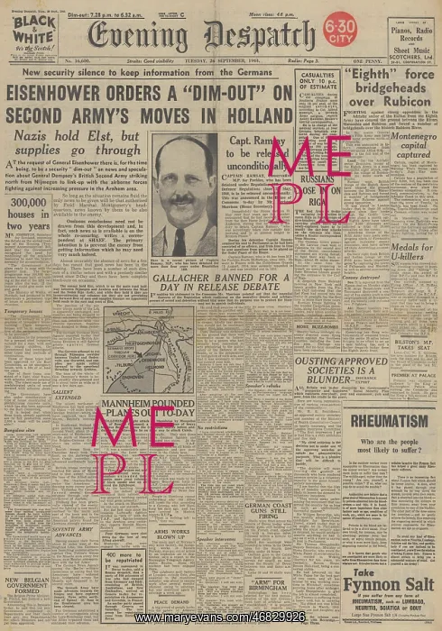 : Evening Despatch front page Battle for Holland : Evening Despatch front page Battle for Holland