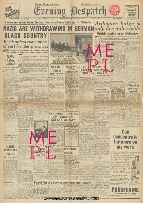 : Evening Despatch front page Red Army advance in Silesia : Evening Despatch front page Red Army advance in Silesia