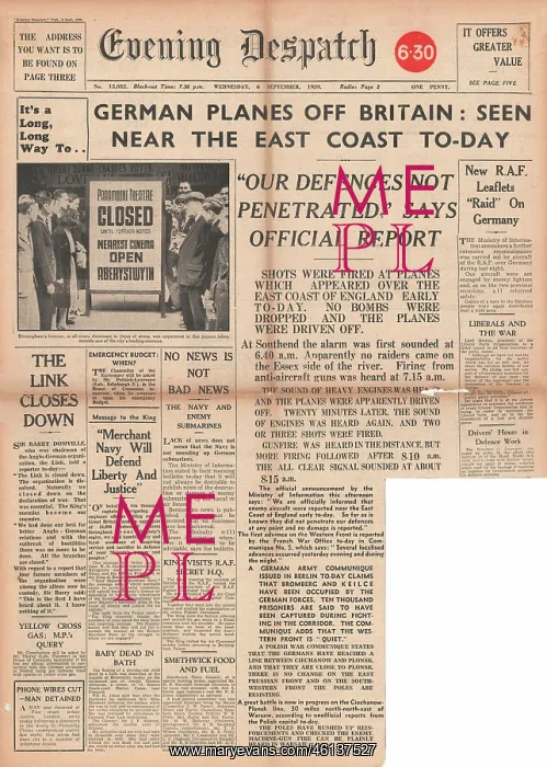 : Evening Dispatch German Luftwaffe off Englands east coast : Evening Dispatch German Luftwaffe off Englands east coast