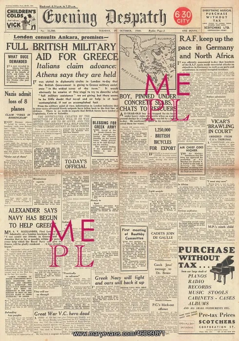 : Evening Dispatch Italy at War with Greece : Evening Dispatch Italy at War with Greece