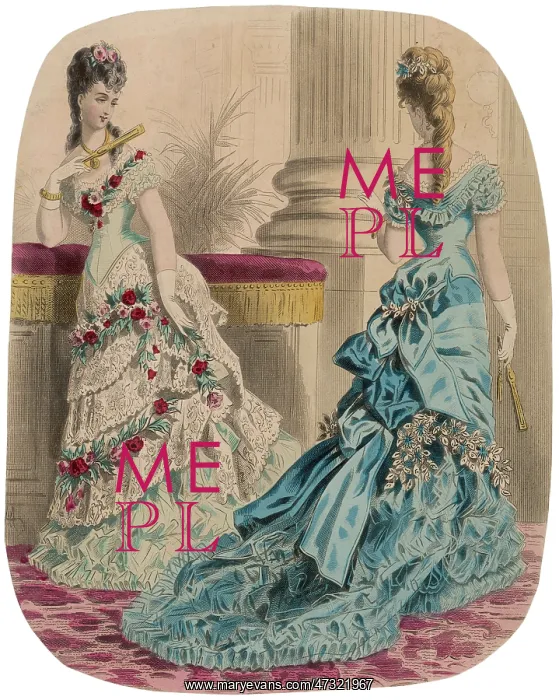 : Evening Dresses circa 1875 : Evening Dresses circa 1875