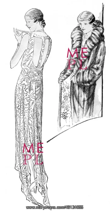 : Evening gown and fur coat : Evening gown and fur coat