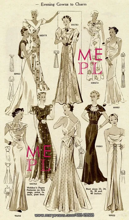 : Evening gowns of 1936 : Evening gowns of 1936