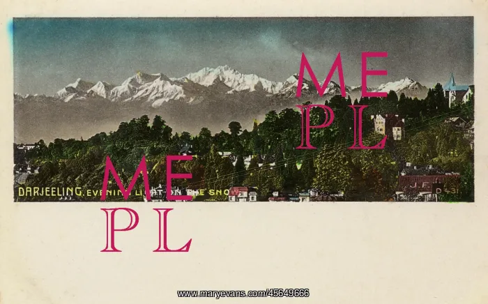 : Evening light on snow-capped mountains - Darjeeling, India : Evening light on snow-capped mountains - Darjeeling, India