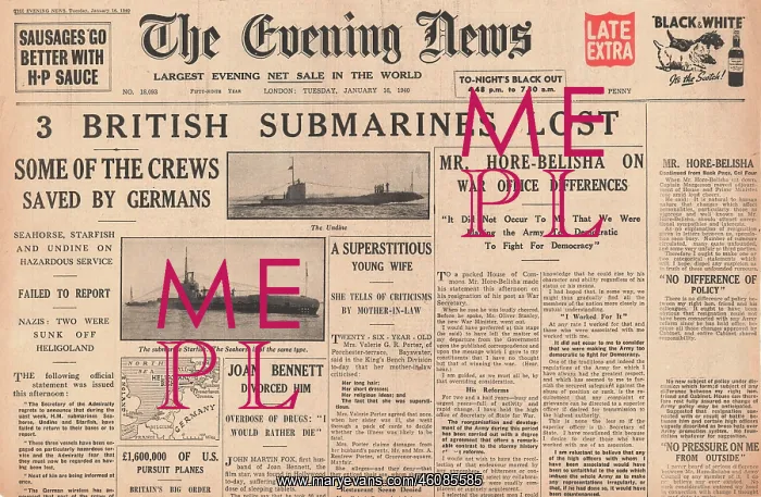 : Evening News Three British Submarines Lost : Evening News Three British Submarines Lost