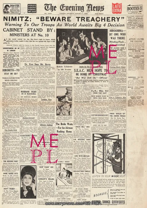 : Evening News - Nimitz calls for caution - Japan surrender : Evening News - Nimitz calls for caution - Japan surrender
