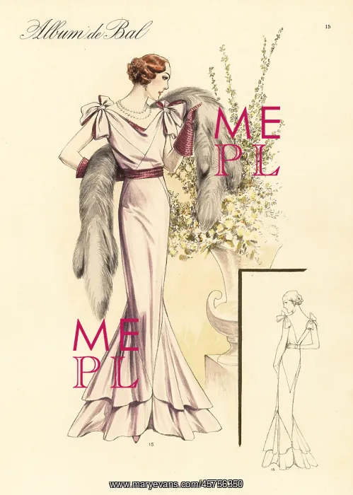 : Evening robe in faille, 1935 : Evening robe in faille, 1935