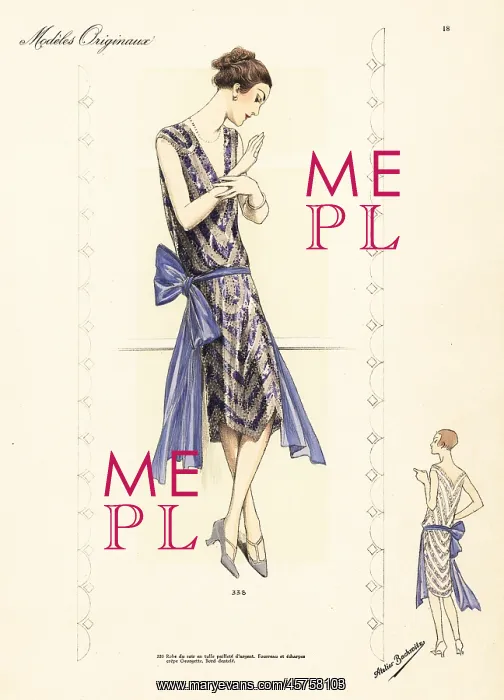 : Evening robe in net embroidered with coloured : Evening robe in net embroidered with coloured
