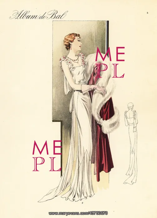 : Evening robe in satin cuit, 1935 : Evening robe in satin cuit, 1935