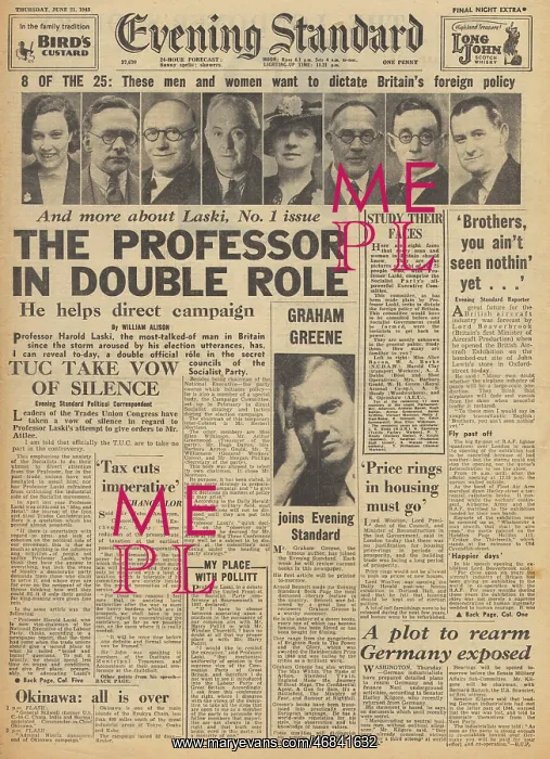 : Evening Standard - General Election and Harold Laski : Evening Standard - General Election and Harold Laski