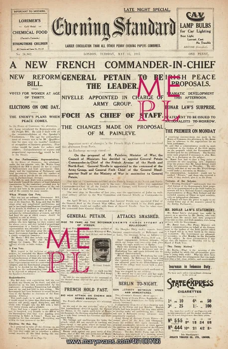  : Evening Standard General Petain appointed Commander in Chief