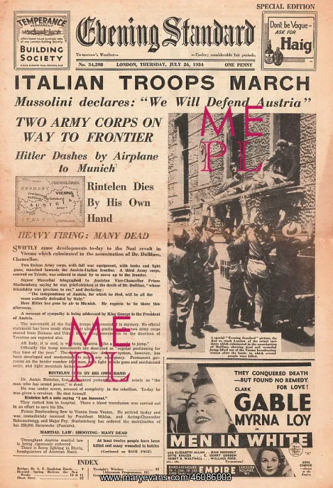 : Evening Standard Italian troops stand by on Austrian border : Evening Standard Italian troops stand by on Austrian border
