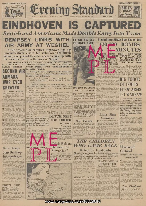 : Evening Standard front page Battle of Arnhem : Evening Standard front page Battle of Arnhem