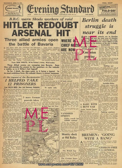 : Evening Standard front page Battle for Berlin : Evening Standard front page Battle for Berlin