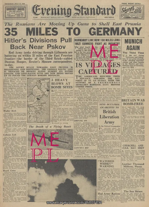: Evening Standard front page Battle for Normandy : Evening Standard front page Battle for Normandy