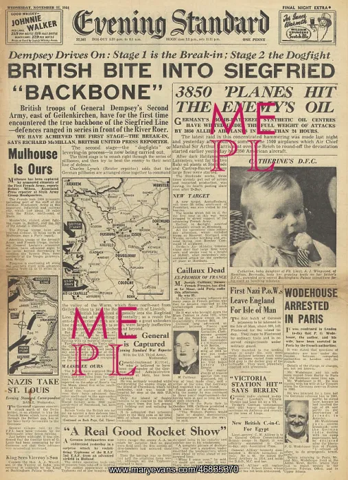 : Evening Standard front page British forces on Siegfried Line : Evening Standard front page British forces on Siegfried Line